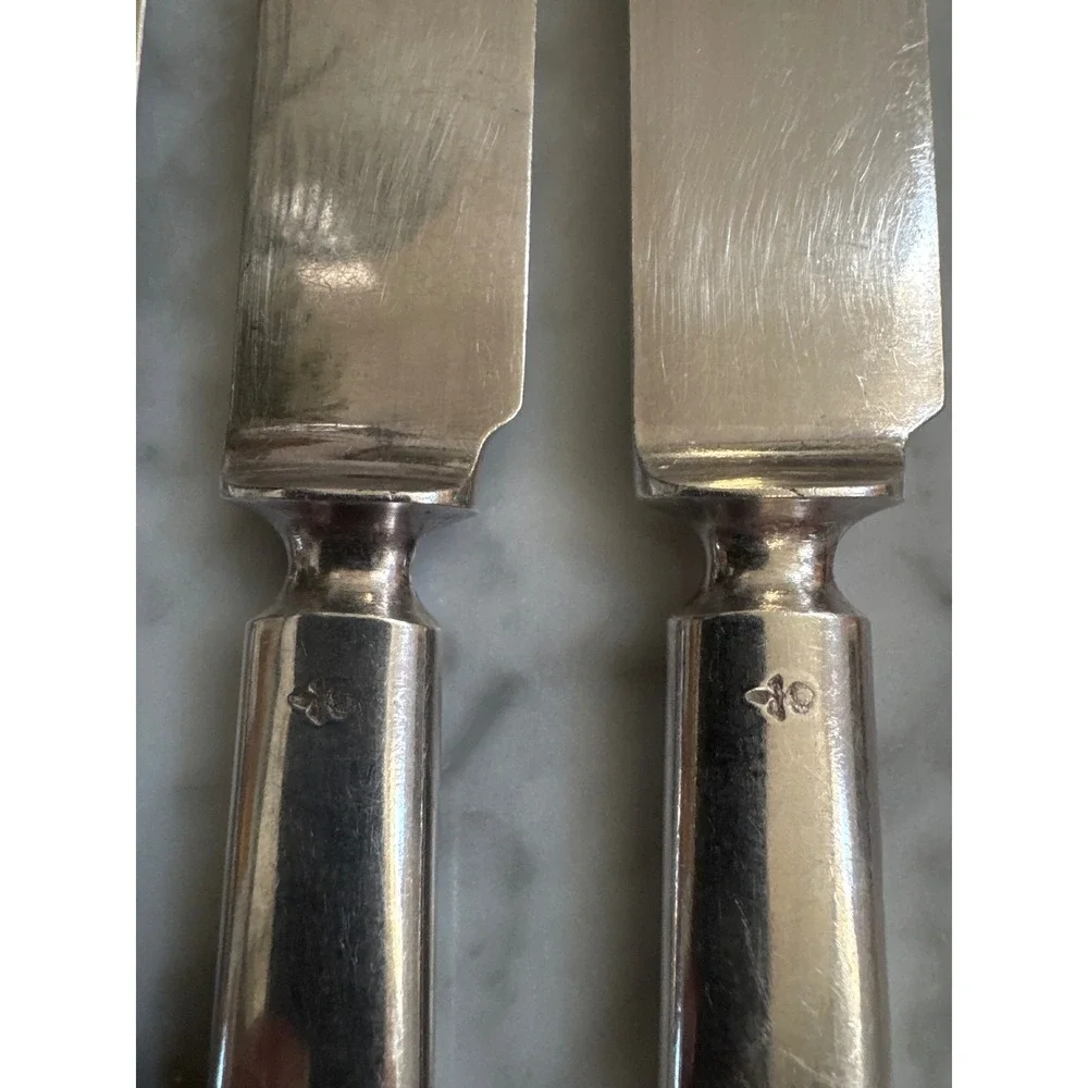 Reed and Barton RDS112 Silverplate Hollow Handle Dinner Knives Set of 6 Tapered